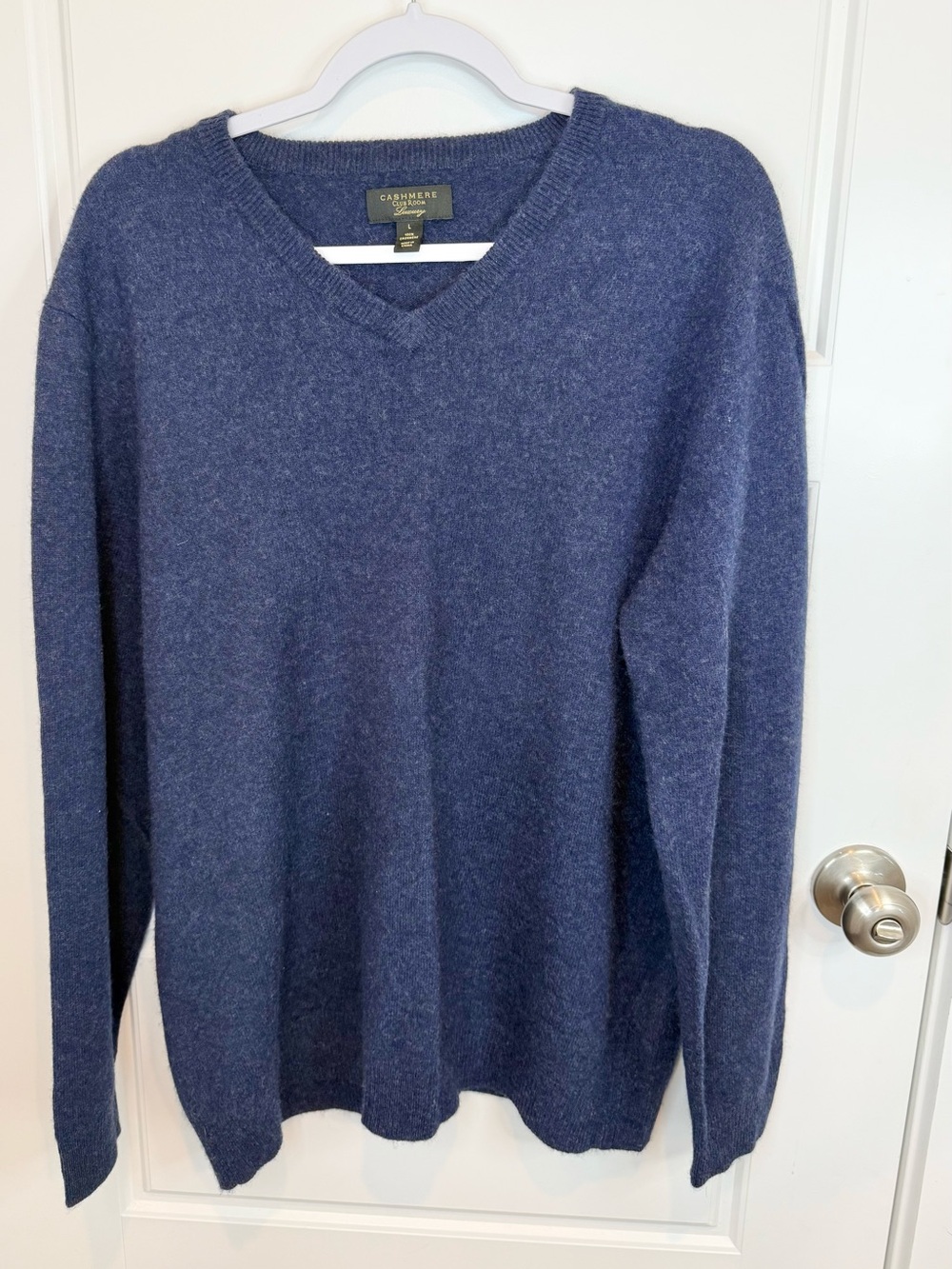 Club Room Mens Navy Blue 100% Cashmere Crewneck Sweater Size Large Quiet Luxury